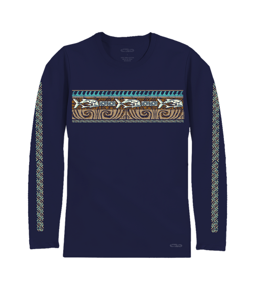 Tribal Ulua Band - Indigo Long Sleeve Pima T-Shirt