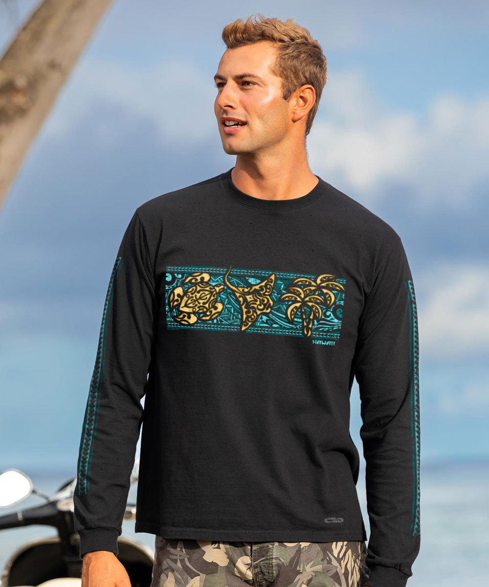 Tribal Icon Band - Black Long Sleeve Crewneck T-Shirt