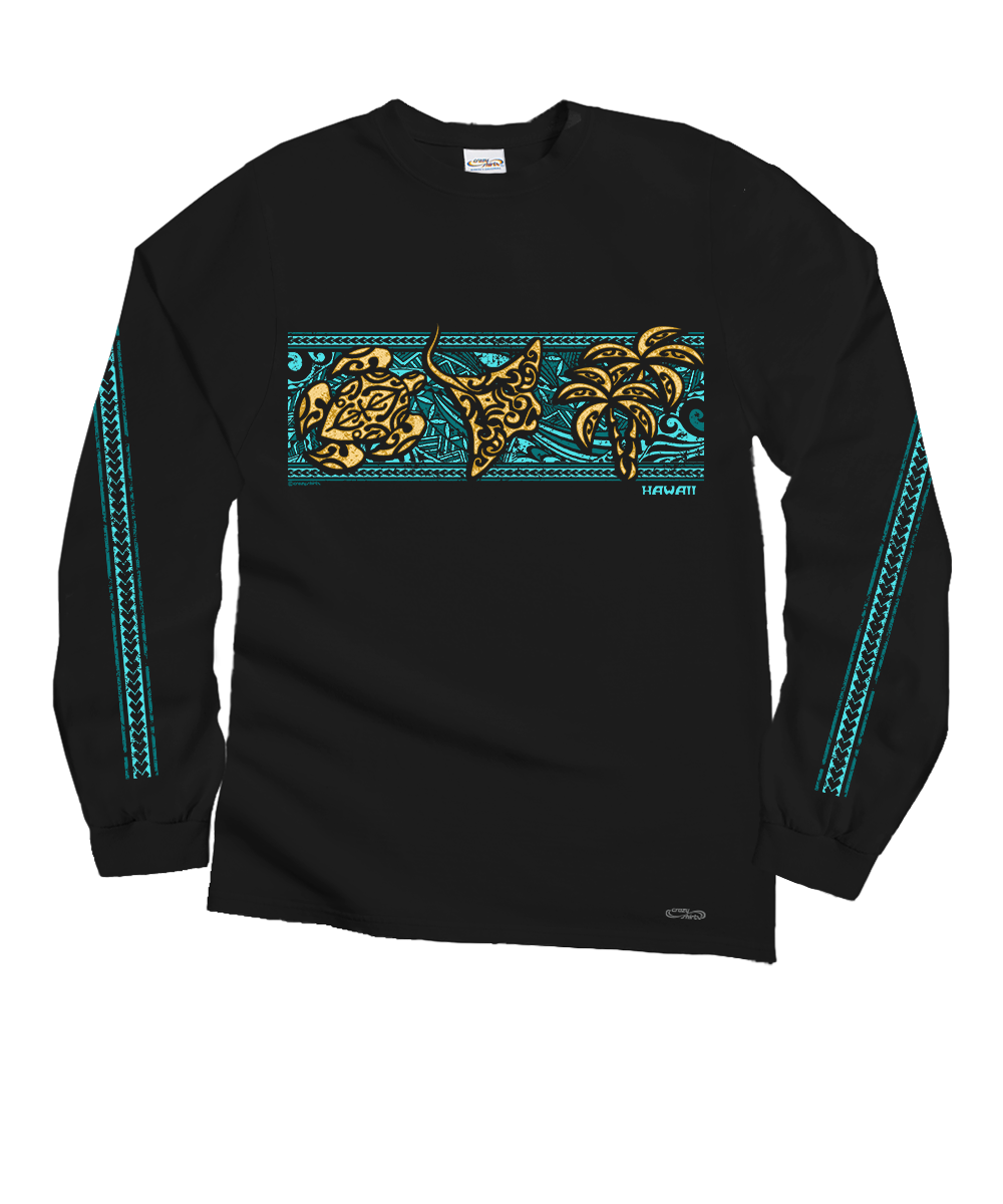 Tribal Icon Band - Black Long Sleeve Crewneck T-Shirt
