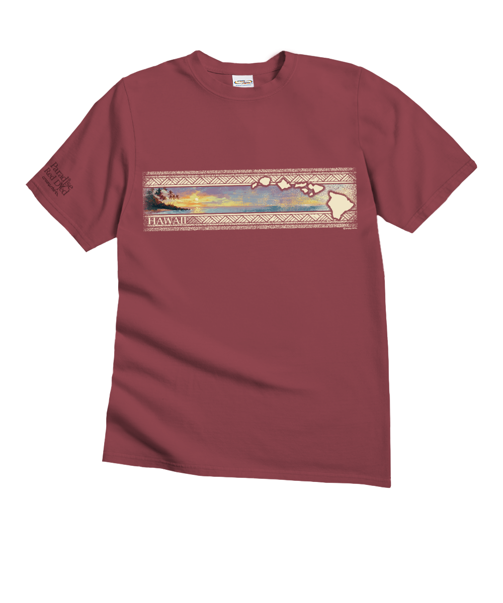 Hawaiian Island Band - Paradise Red Dyed Short Sleeve Crewneck T-Shirt