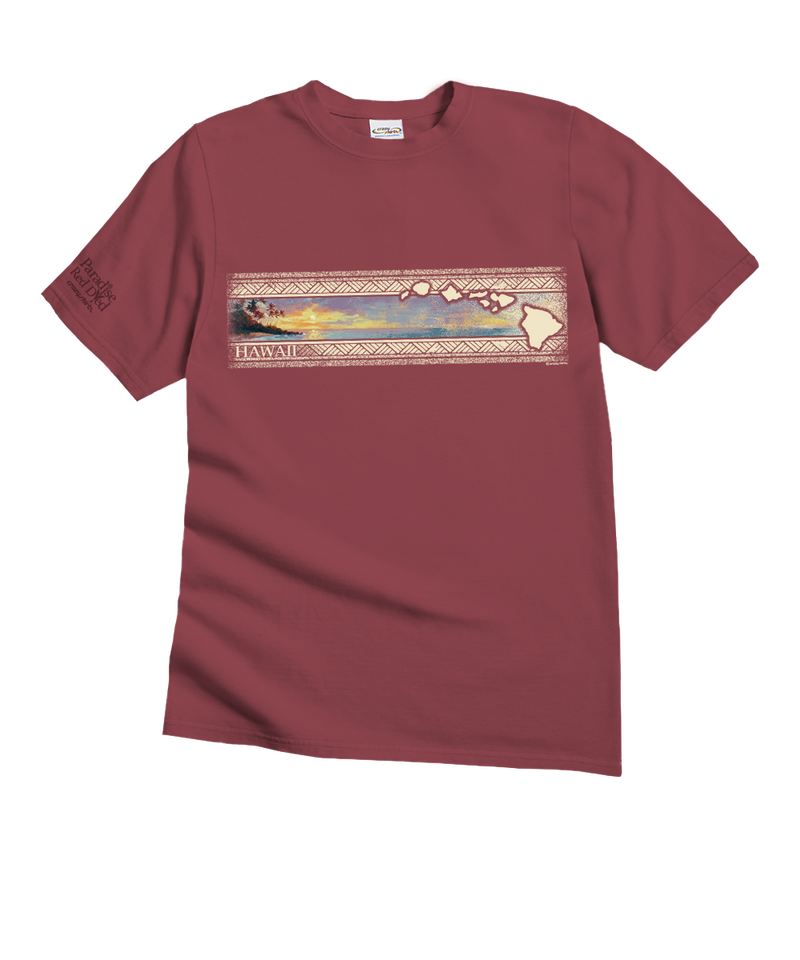 Hawaiian Island Band - Paradise Red Dyed Short Sleeve Crewneck T-Shirt
