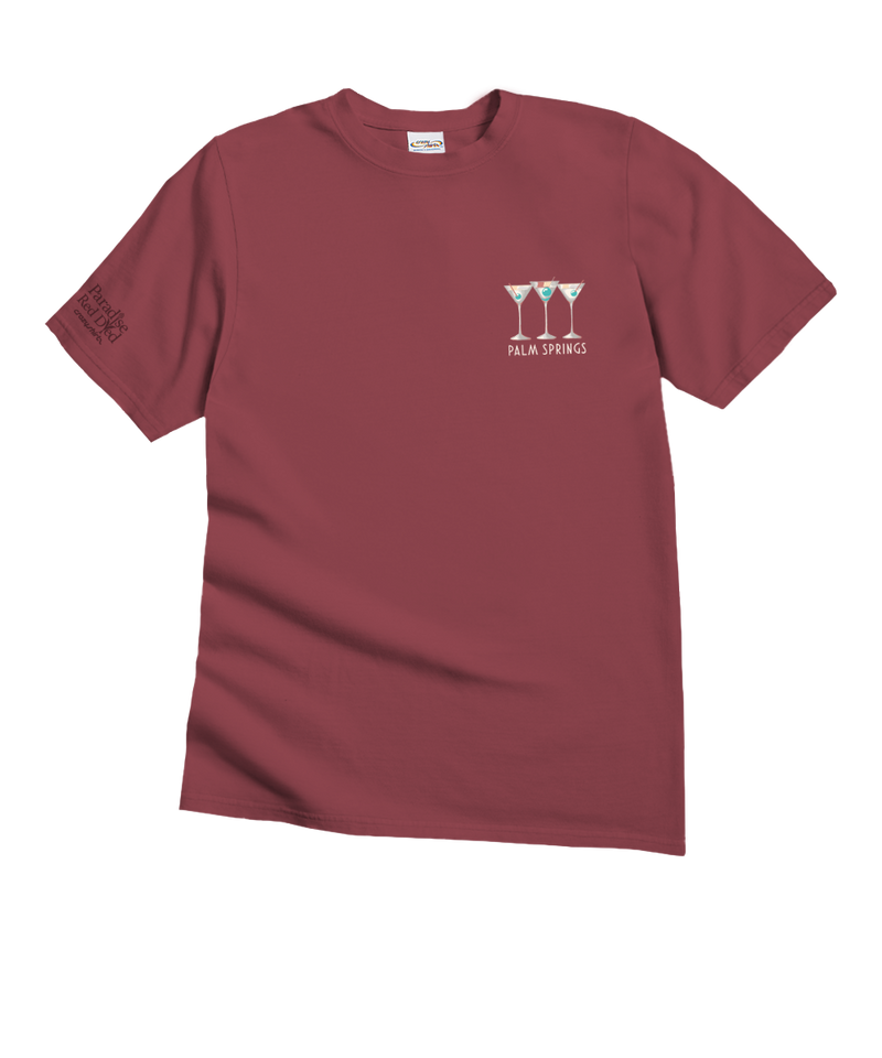 Martini Pool Party - Paradise Red Dyed Short Sleeve Crewneck T-Shirt