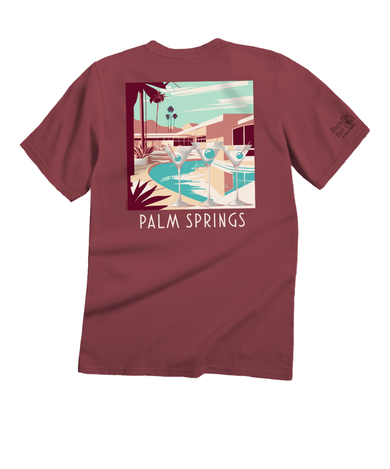 Martini Pool Party - Paradise Red Dyed Short Sleeve Crewneck T-Shirt