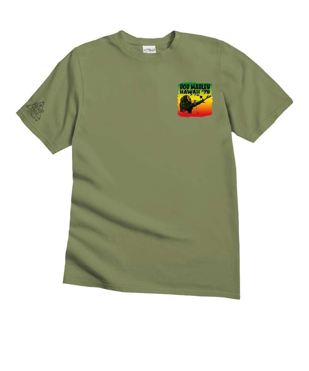 Bob Marley Poster Hawaii - Hemp Dyed Short Sleeve Crewneck T-Shirt