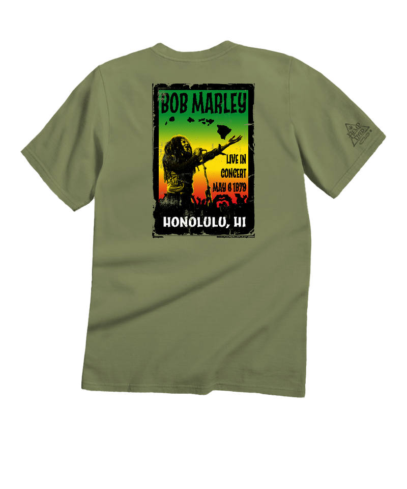 Bob Marley Poster Hawaii - Hemp Dyed Short Sleeve Crewneck T-Shirt