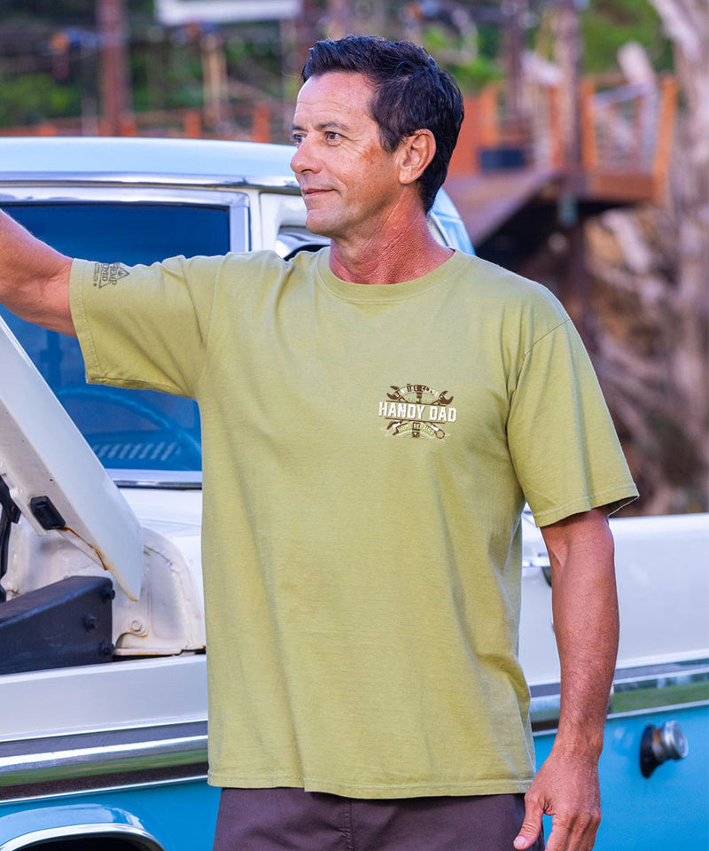 Handy Dad Home Repairs - Hemp Dyed Short Sleeve Crewneck T-Shirt