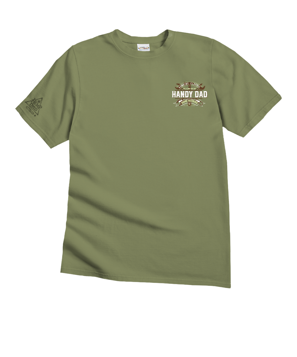 Handy Dad Home Repairs - Hemp Dyed Short Sleeve Crewneck T-Shirt