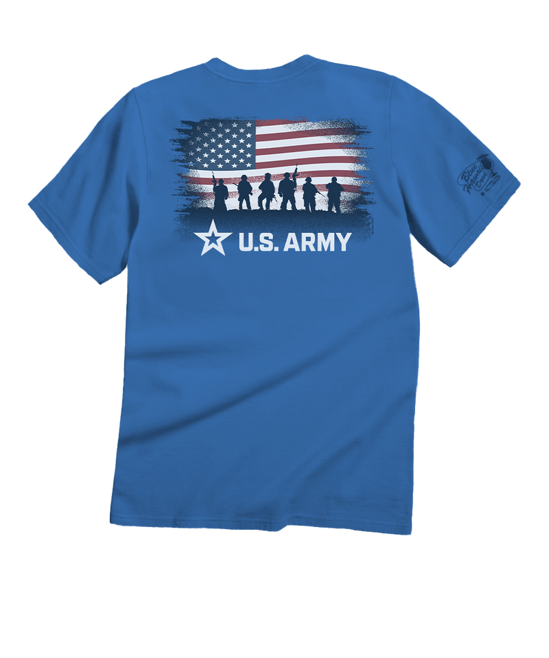 US Army Soldier Flag - Blue Hawaii Dyed Short Sleeve Crewneck T-Shirt