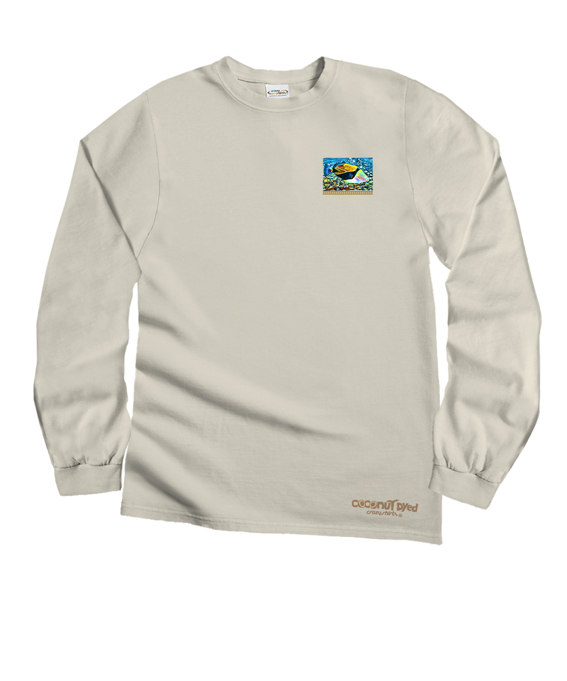 Tropical Reef Humu - Coconut Dyed Long Sleeve Crewneck T-Shirt