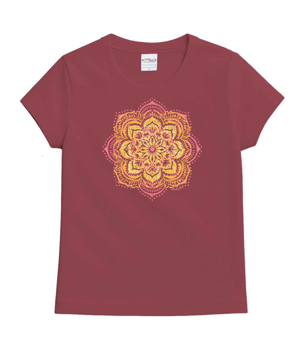 Mandala Bloom - Paradise Red Dyed Short Sleeve Crewneck T-Shirt