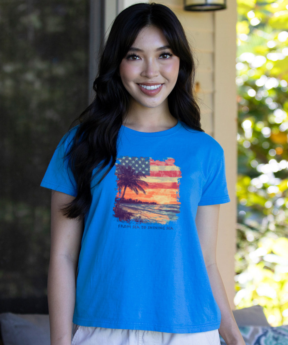 Shining Sea - Blue Hawaii Dyed Short Sleeve Crewneck T-Shirt