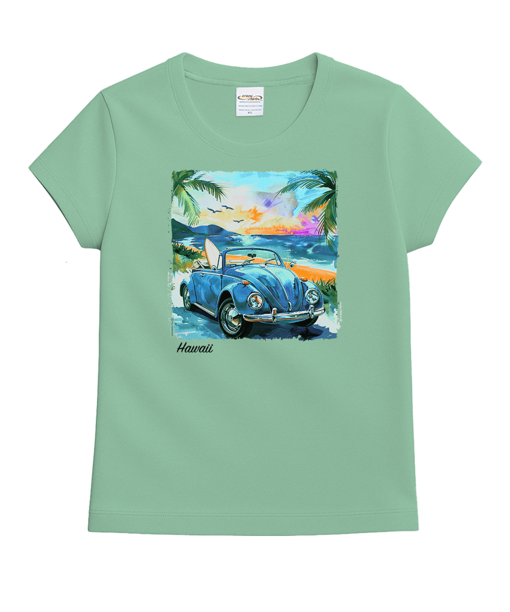 Volkswagen Beach Bug Scenic - Key Lime Dyed Short Sleeve Crewneck T-Shirt