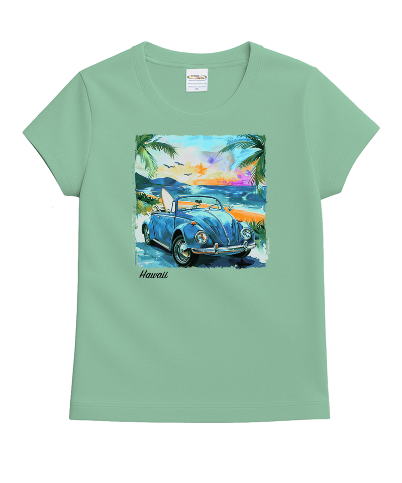 Volkswagen Beach Bug Scenic - Key Lime Dyed Short Sleeve Crewneck T-Shirt