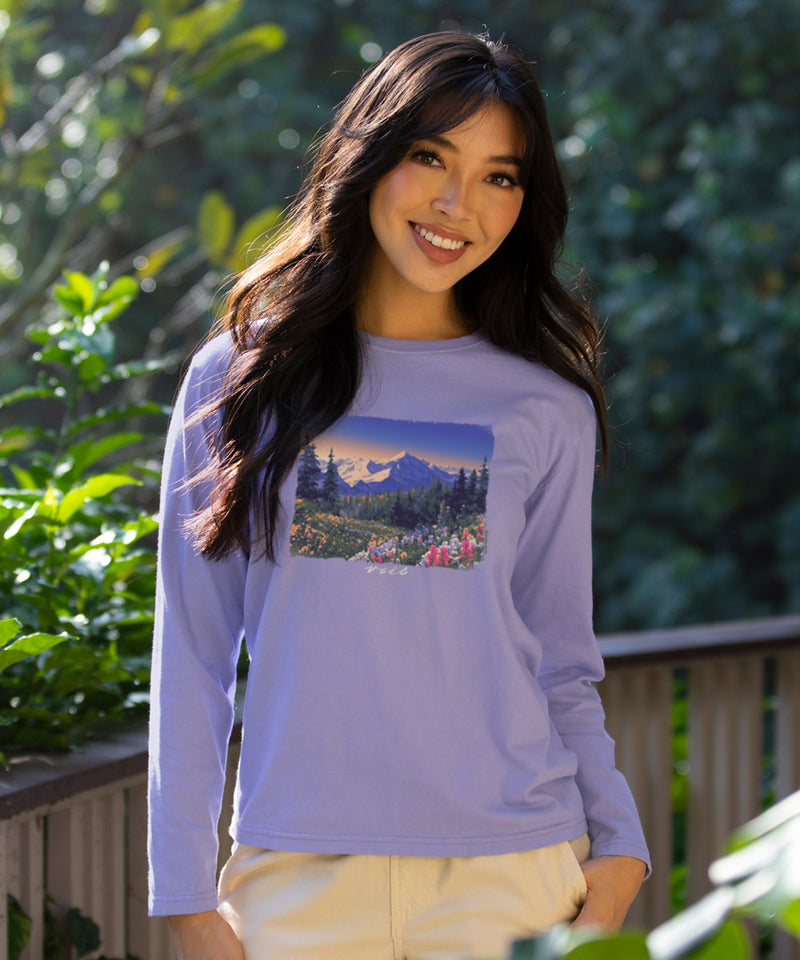 Mountain Wildflowers - Lavender Dyed Short Sleeve Crewneck T-Shirt
