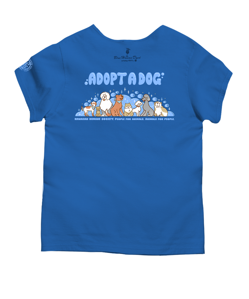 Hawaiian Humane Society At The Groomer - Blue Hawaii Dyed Short Sleeve Scoop Neck T-Shirt