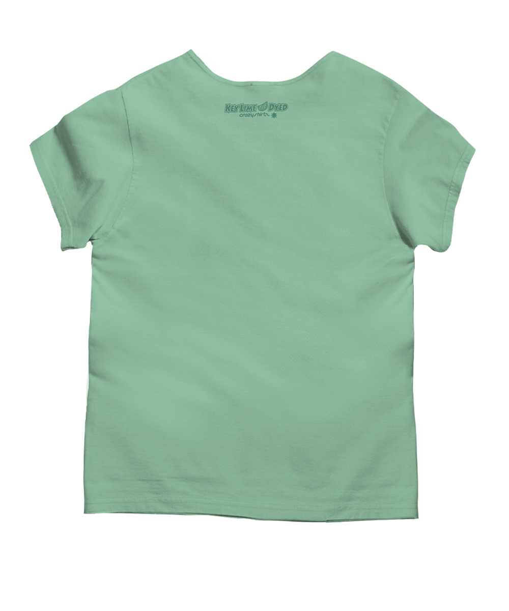 Floral Flag - Key Lime Dyed Short Sleeve Scoop Neck T-Shirt