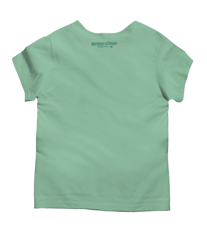 Floral Flag - Key Lime Dyed Short Sleeve Scoop Neck T-Shirt