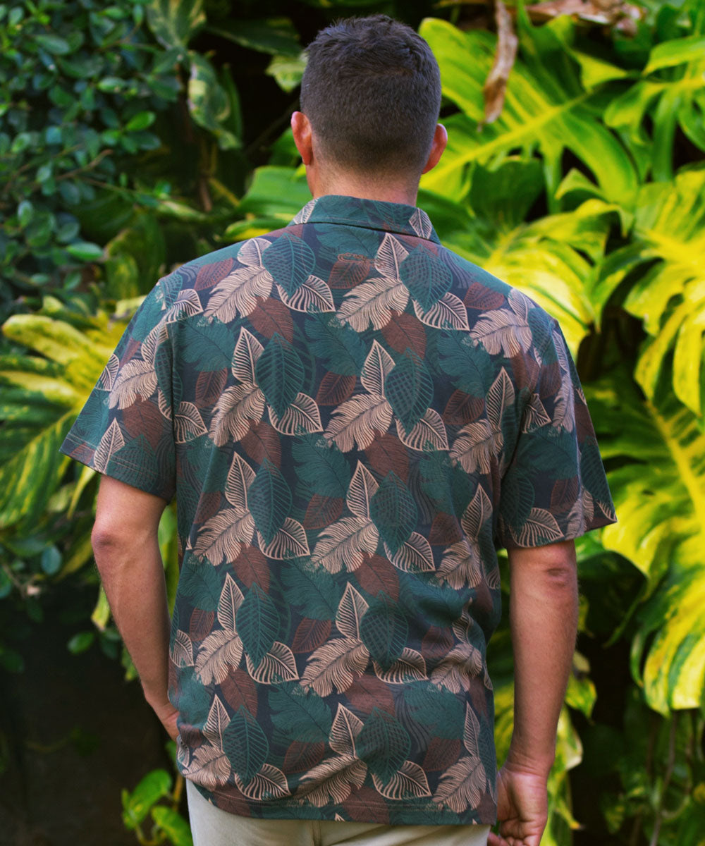 Autumn Ferns - Pine Short Sleeve Hawaiian Polo Shirt