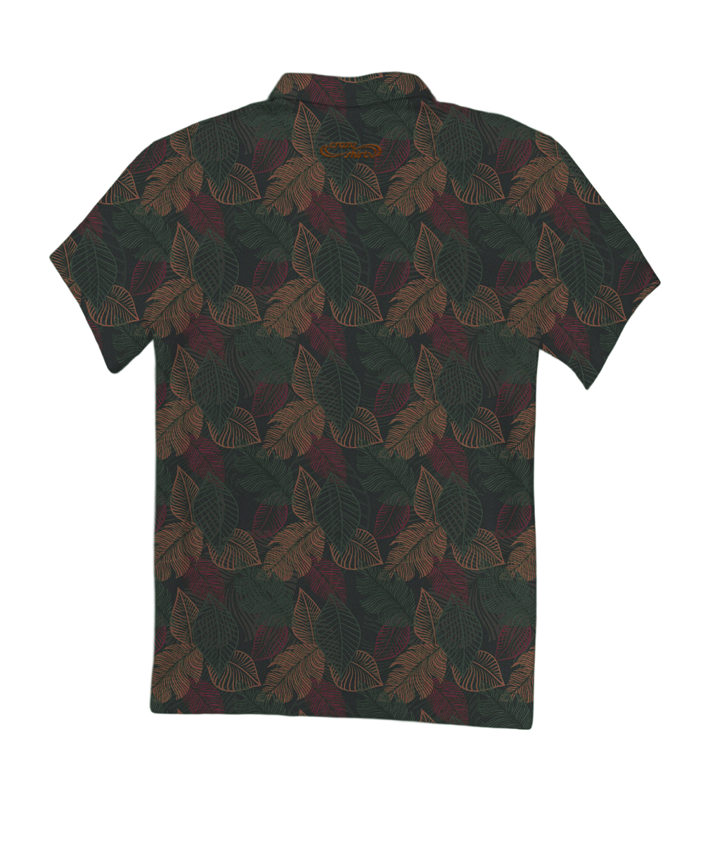 Autumn Ferns - Pine Short Sleeve Hawaiian Polo Shirt