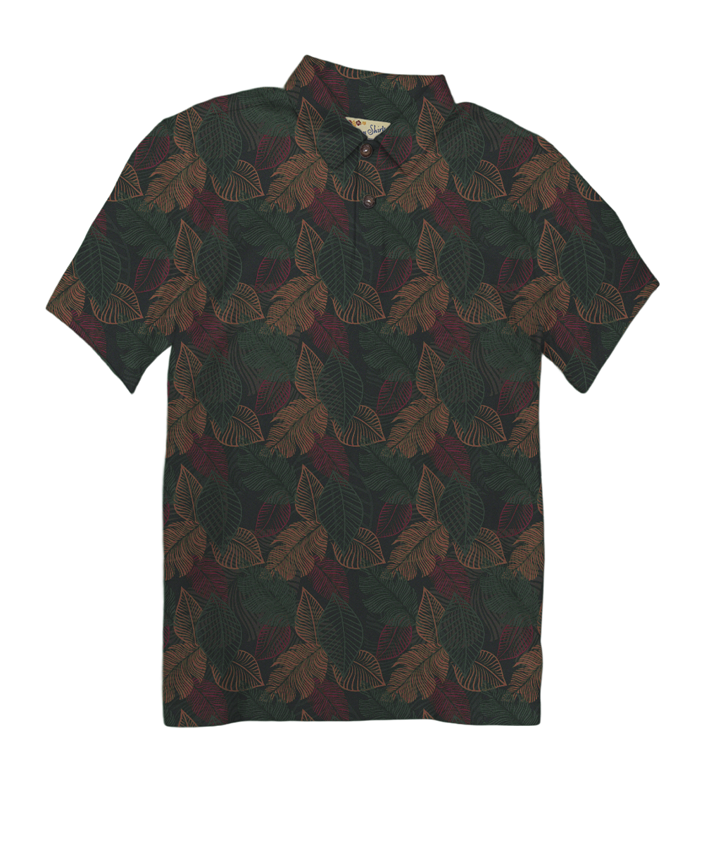 Autumn Ferns - Pine Short Sleeve Hawaiian Polo Shirt
