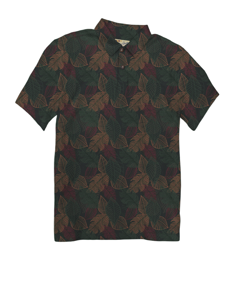 Autumn Ferns - Pine Short Sleeve Hawaiian Polo Shirt