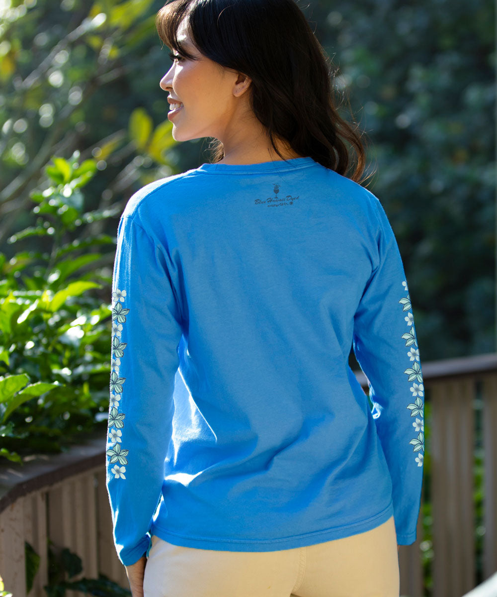 Tribal Haunani - Blue Hawaii Dyed Long Sleeve Crewneck T-Shirt