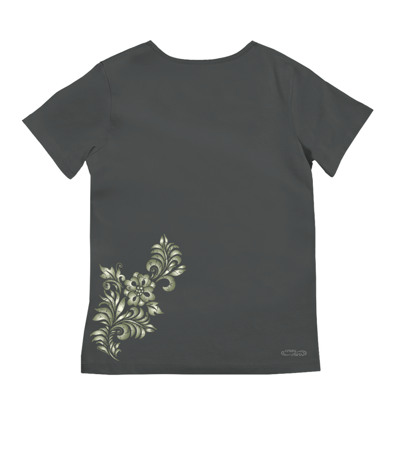 Teihani - Graphite Short Sleeve Pima V-Neck T-Shirt