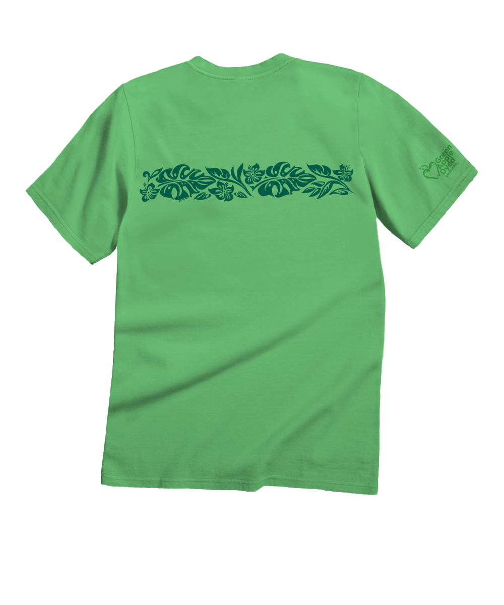Hawaiian Floral Band - Green Apple Dyed Short Sleeve Crewneck T-Shirt