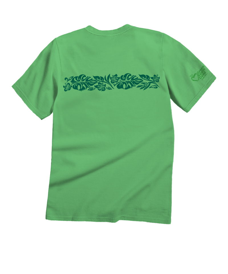 Hawaiian Floral Band - Green Apple Dyed Short Sleeve Crewneck T-Shirt