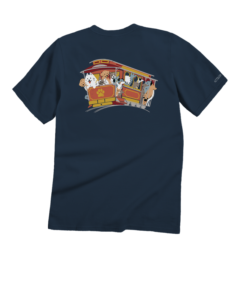 Dog Trolley - Navy Short Sleeve Crewneck T-Shirt