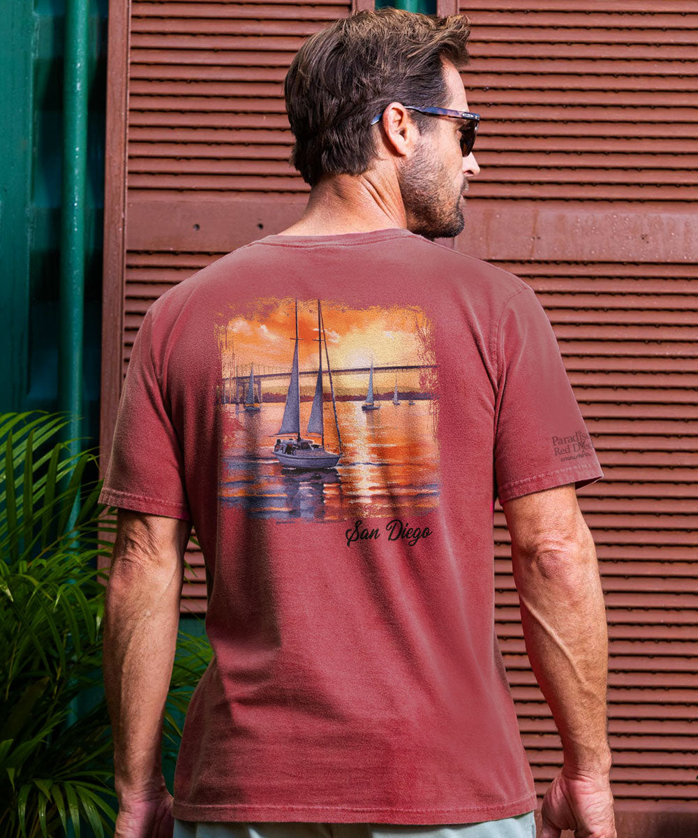 Coronado Watercolor - Paradise Red Dyed Short Sleeve Crewneck T-Shirt