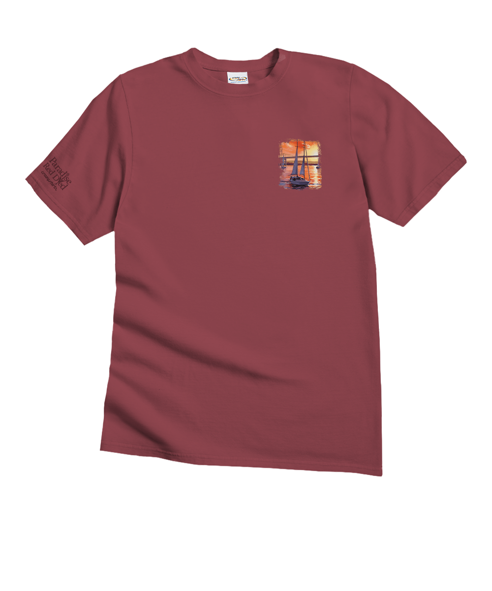 Coronado Watercolor - Paradise Red Dyed Short Sleeve Crewneck T-Shirt