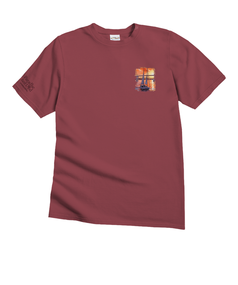 Coronado Watercolor - Paradise Red Dyed Short Sleeve Crewneck T-Shirt