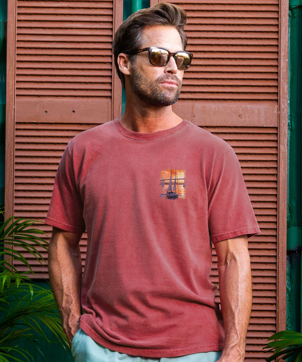 Coronado Watercolor - Paradise Red Dyed Short Sleeve Crewneck T-Shirt