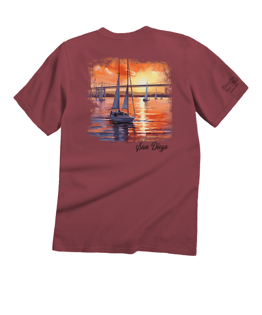 Coronado Watercolor - Paradise Red Dyed Short Sleeve Crewneck T-Shirt