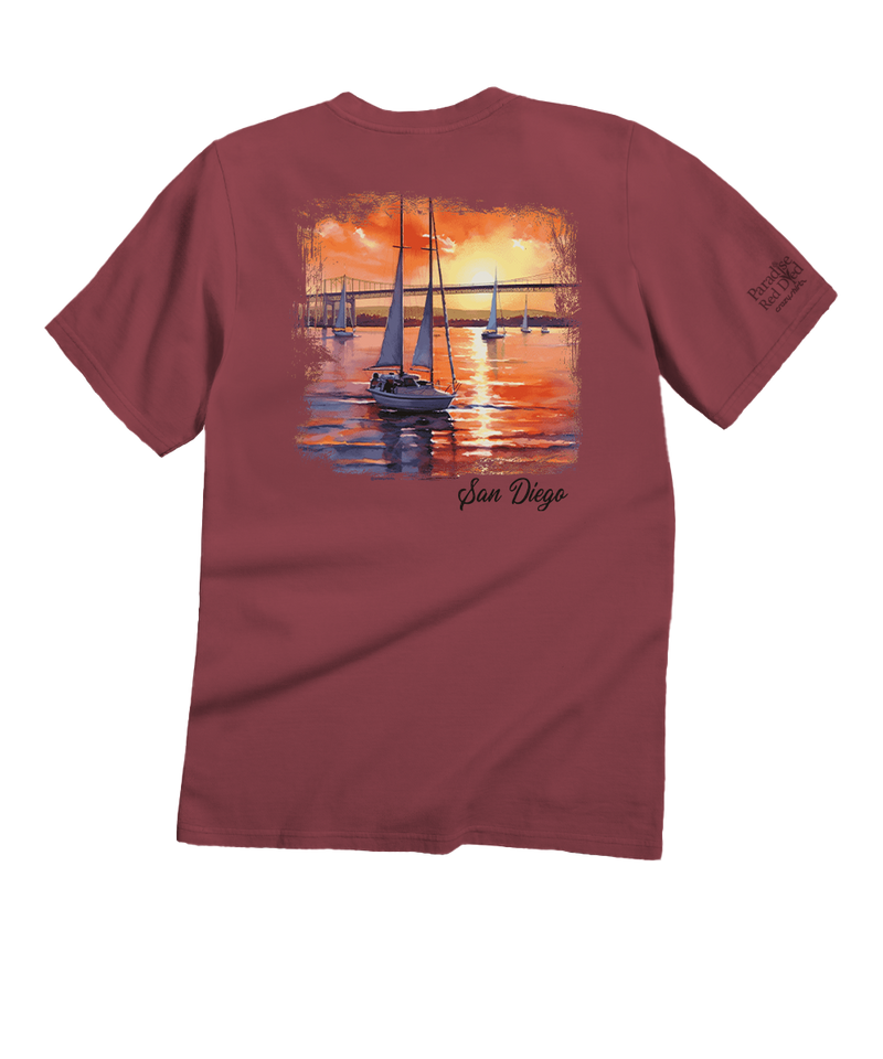 Coronado Watercolor - Paradise Red Dyed Short Sleeve Crewneck T-Shirt