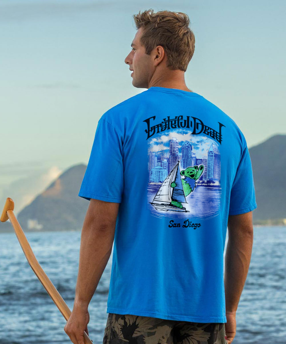 SS2012 バーズオブパラダイス　オーバーサイズ　グラフィックTシャツ Grateful Dead San Diego Bay Bear - Blue Hawaii Crewneck T-Shirt