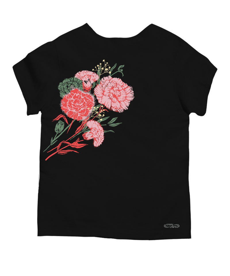 Carnation Bouquet - Black Short Sleeve Scoop Neck T-Shirt