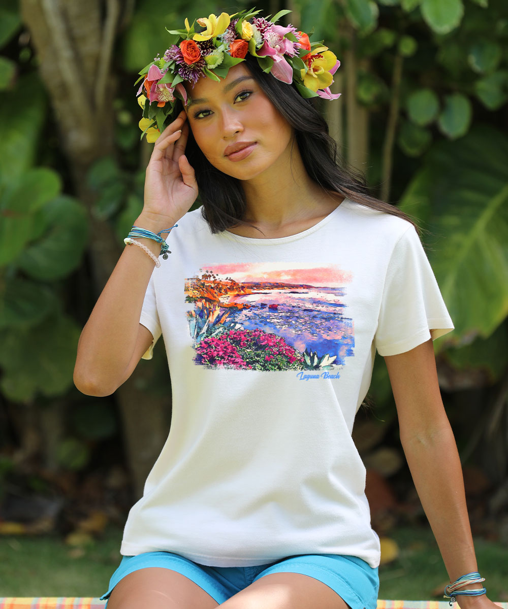 Laguna Watercolor - Coconut Dyed Short Sleeve Scoop Neck T-Shirt