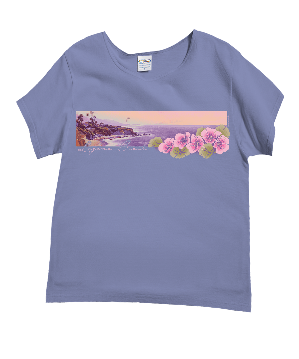 Laguna Geraniums - Lavender Dyed Short Sleeve Scoop Neck T-Shirt