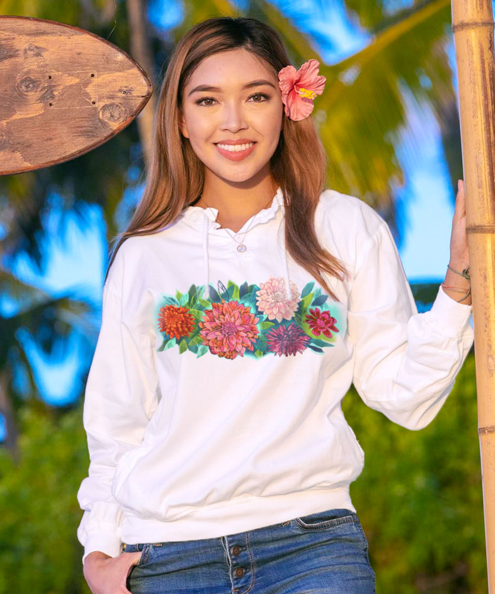 Dahlia Band - White Long Sleeve Lightweight Pullover