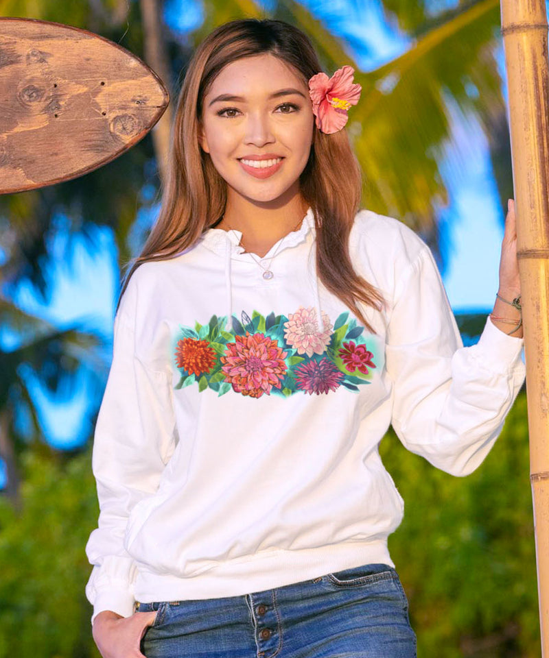 Dahlia Band - White Long Sleeve Lightweight Pullover