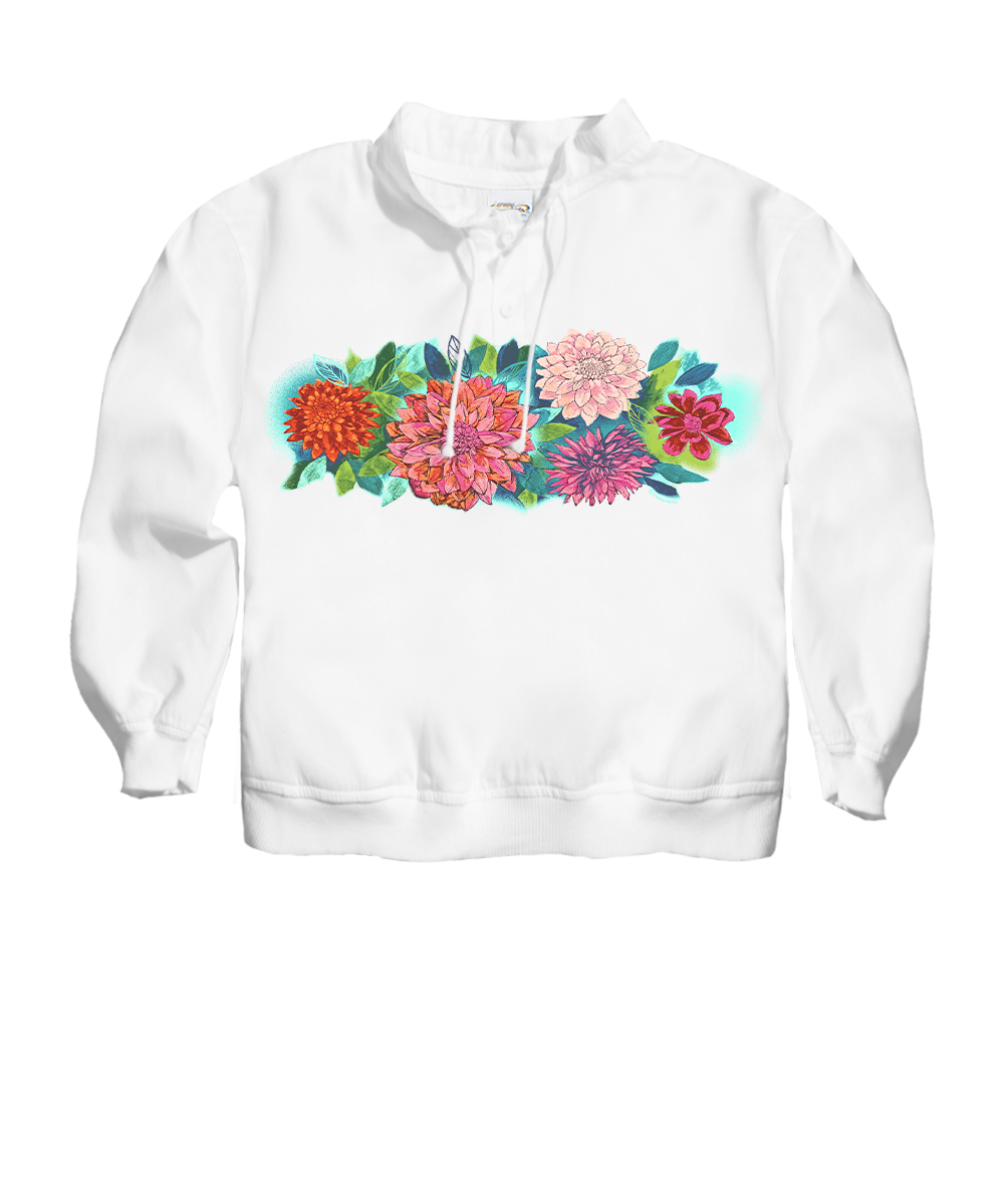 Dahlia Band - White Long Sleeve Lightweight Pullover