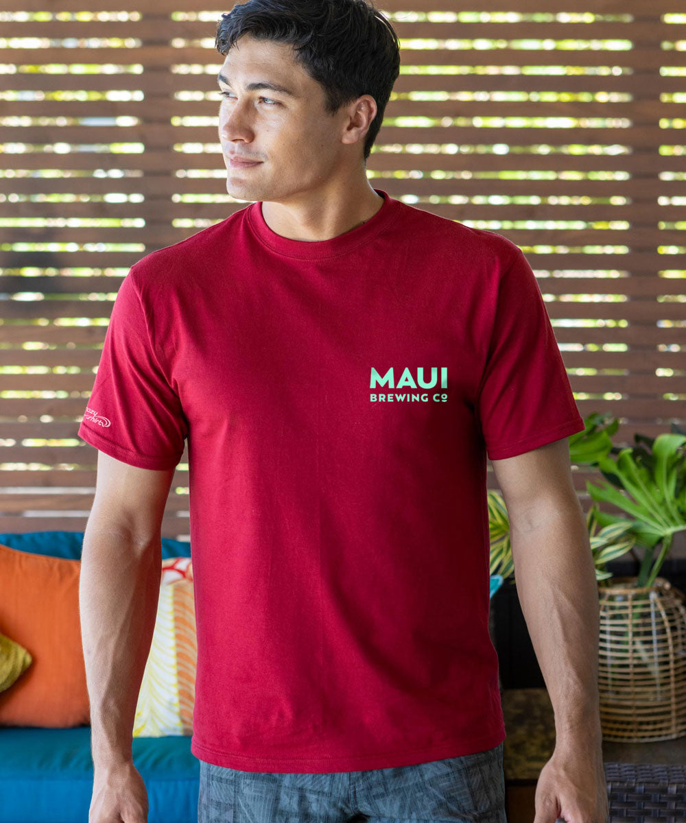 Maui Brewing Co Tribal Logo - Garnet Short Sleeve Crewneck T-Shirt