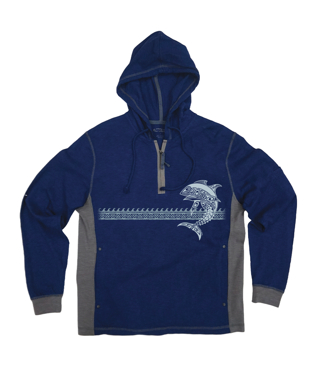 Tribal Tuna Band - Midnight/Gray Long Sleeve Longboard Hooded Tee
