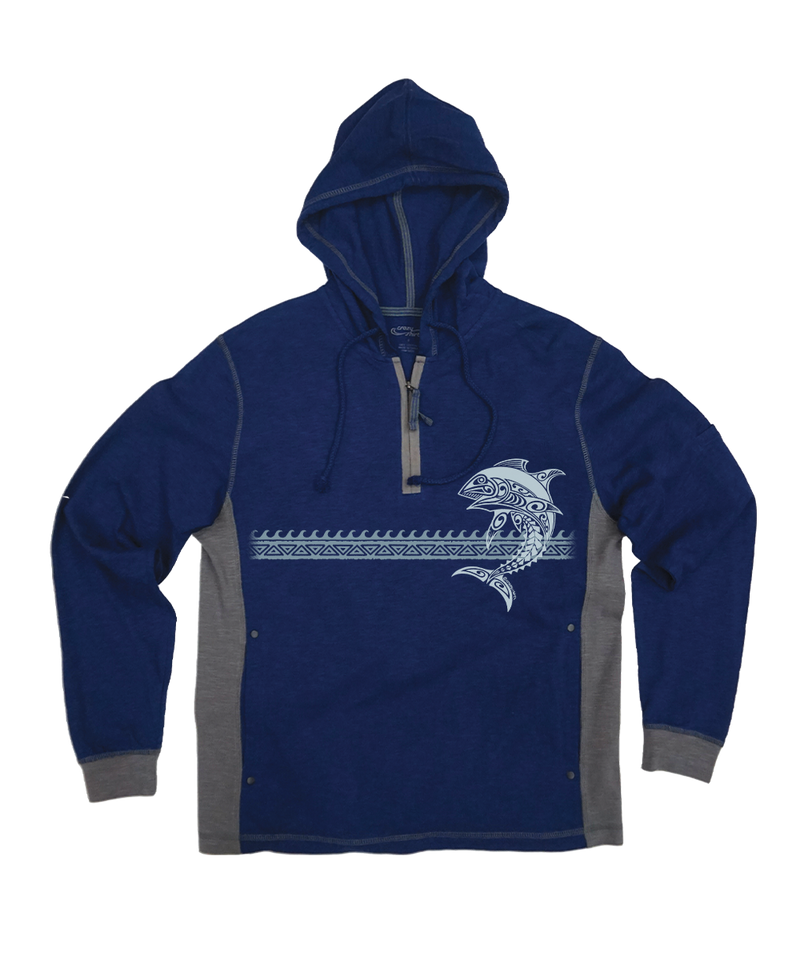 Tribal Tuna Band - Midnight/Gray Long Sleeve Longboard Hooded Tee
