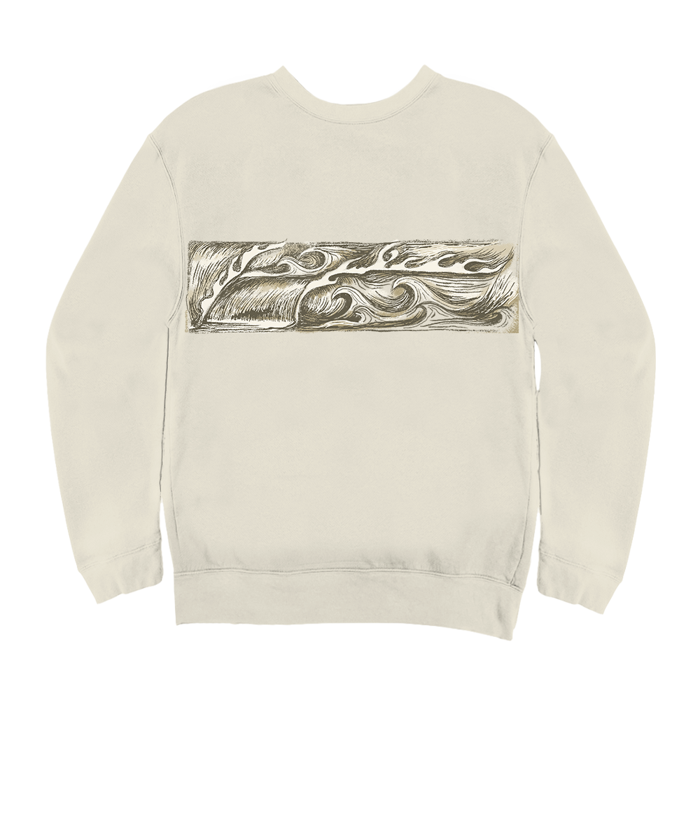 Sketchy Wave Band - Coconut Dyed Long Sleeve Sweatshirt