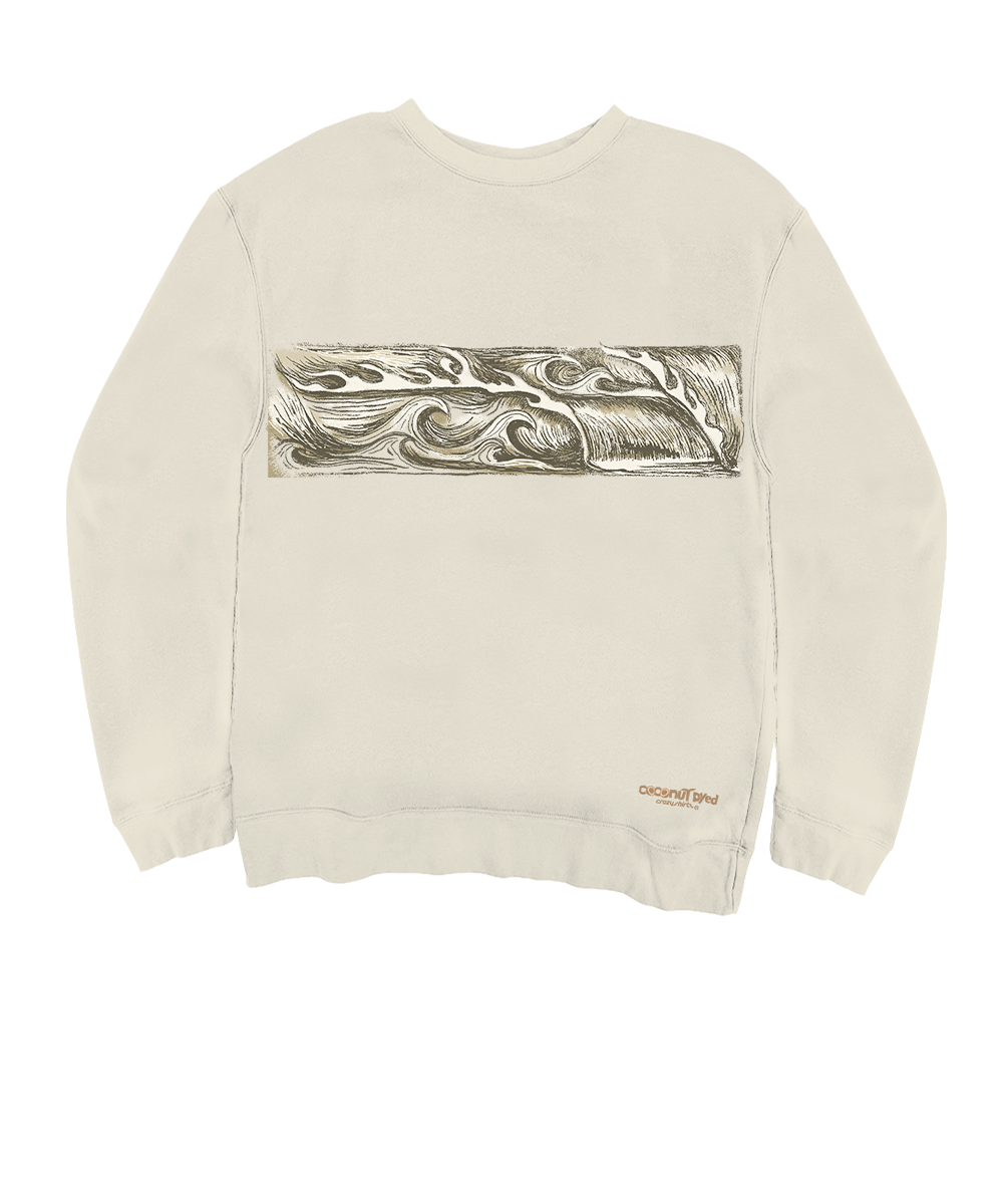 Sketchy Wave Band - Coconut Dyed Long Sleeve Sweatshirt