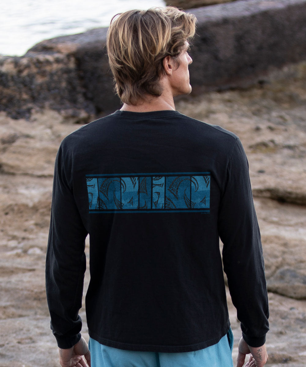Honu Waa Band - Black Long Sleeve Crewneck T-Shirt