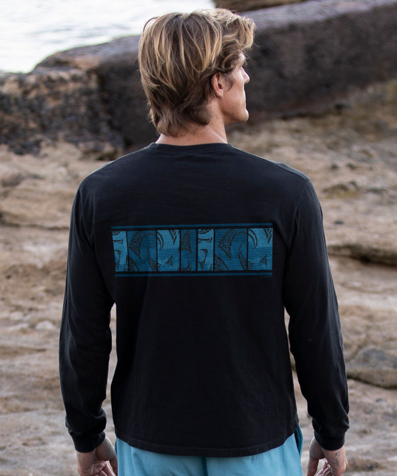 Honu Waa Band - Black Long Sleeve Crewneck T-Shirt